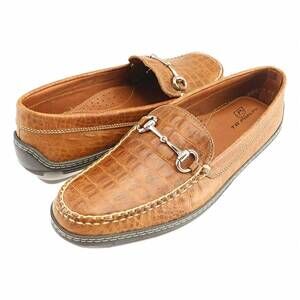 NEW T.B. PHELPS men's traditions hornback croco embossed leather bit driver shoe